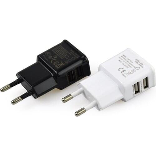 EU plug 5V 2A Dual USB Universal Mobile Phone Chargers Travel Power Charger Adapter Plug Charger for iPhone for Android Dropship