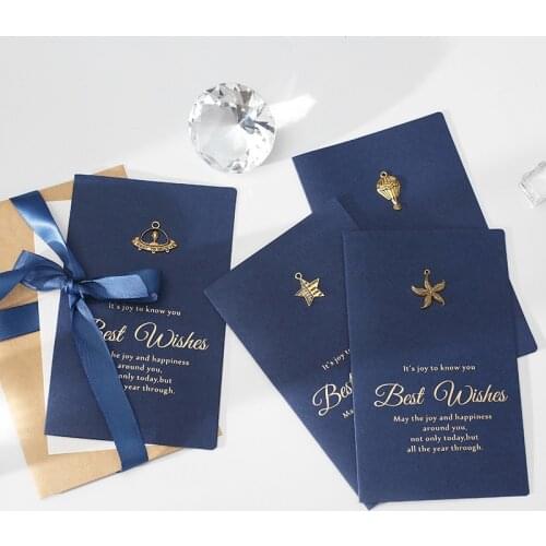 Marine Organism Zinc Alloy Decoration Greeting Card Envelope Vintage Birthday Blessing Card Invitations Letter Paper Stationery