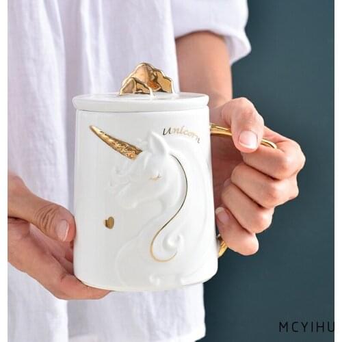 Nordic Gold Plated Mug Bone China Luxury Creative Coffee Cup Lid Couple Water Cups Gift Modern Tazzine Caffe Wedding Mugs AC50MU