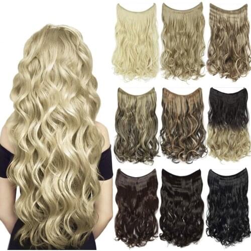 Lelinta Wavy Synthetic Crown Hair Extensions 22/24 Inch Secret Headband No Clip Easy Invisible Wire Hair Pieces for Women