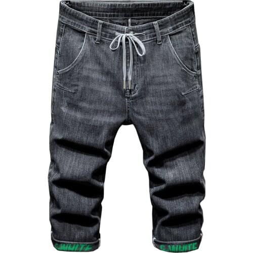 Summer thin 2021 denim pants denim shorts mens cropped pants trend casual slim eight-point brand breeches Drawstring trousers