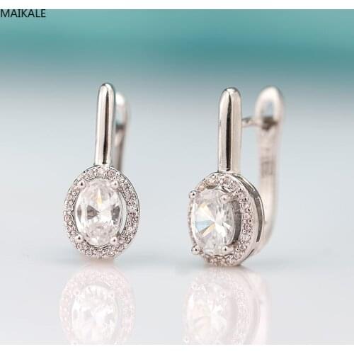 MEKALE Trendy Oval Cubic Zirconia Stud Earrings For Women Copper Gold Earrings Simple Earrings Exquisite Jewelry Wedding Party