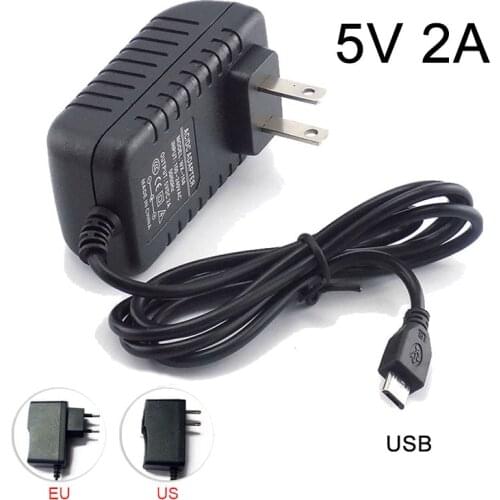 Micro USB 5V 2A AC DC Power Adapter EU US Plug 100V~240V 2000mA Charger Supply For Raspberry Pi Zero Tablet PC