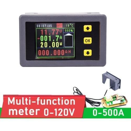 Lithium Battery Monitor DC 120V 100A 200A 500A digital Voltage current power capacity, energy, Charge discharge Tester meter