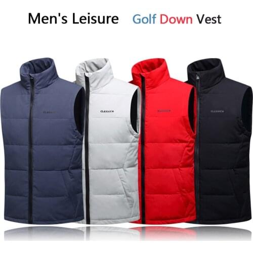 Golf Down Jacket Men Autumn Winter Casual Waistcoat Thickened Warm Vest Stand Collar Sleeveless Jacket