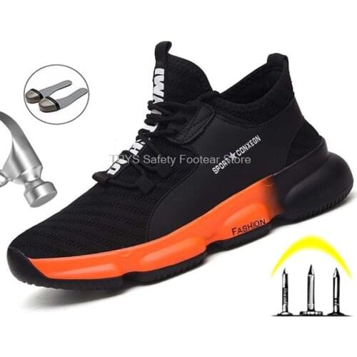 Men Work Safety Shoes 2020 Fashion Outdoor Steel Toe Cap Safety Boots Anti-smashing Work Shoes Construction Work Sneakers Male