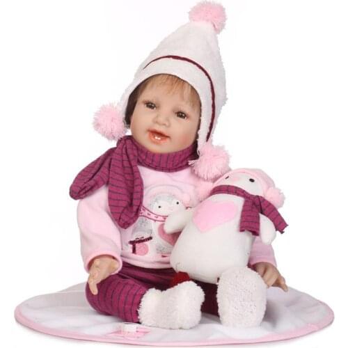 22inch 55cm Soft Silicone Reborn Baby Doll Toy for Girls Vinyl Boneca Adora Doll Kids Children Birthday Gift Brinquedos