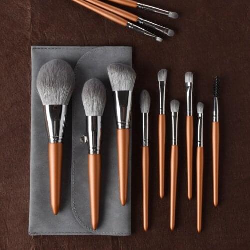 12Pcs Luxury Cosmetic Foundation Powder Blush Brush Eyeshadow Makeup Brushes Set Blending Beauty MakeUp Brush Tool With Bag