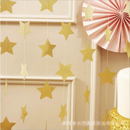 Wall Hanging Paper Star Garlands 4m Long Birthday String Chain Wedding Party Banner Handmade Children Room Home Decor