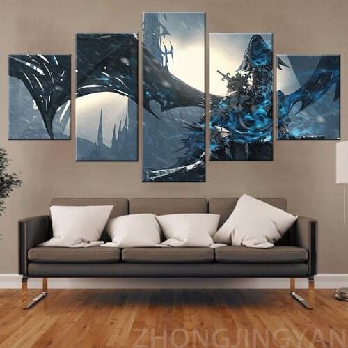 Wall Art Pictures Canvas Posters Home Decor 5 Panel Warcraft Game Painting Printed Photo For Living Room Boy Bedroom Wall Decor