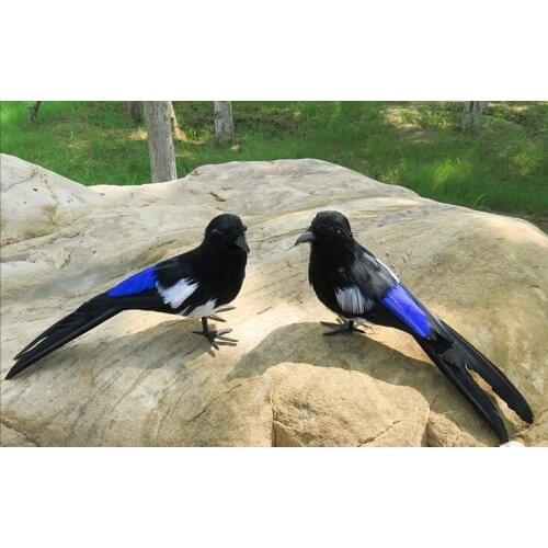 Real life toy bird feathers magpie about 22cm vivid birds one pair lovers magpie model garden Decoration props toy gift h0989