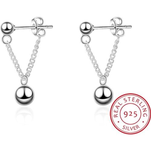 Simple Fashion 925 Sterling Silver Beads Tassel Earrings For Women Girl Gift pendientes Brincos de Prata S-E611