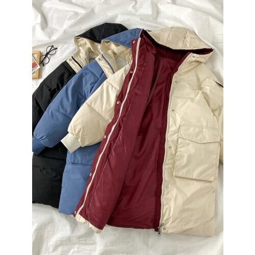 Thick Padded Jacket Womens Winter Clothing 2021 new Korean Version loose Wild Student long Cotton Jacket Bread Clothing Fashion