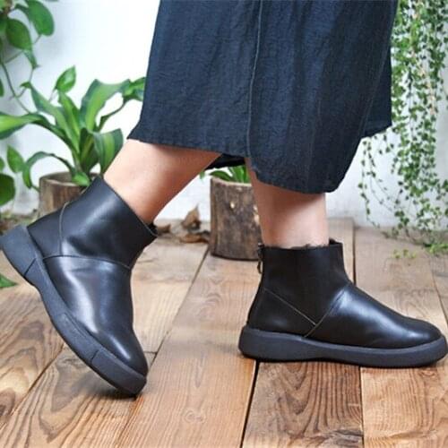 Women Snow Boots Wool Fur Insole Lady Keep Warm Shoes Genuine Leather Winter Women Snow Shoes botas mujer