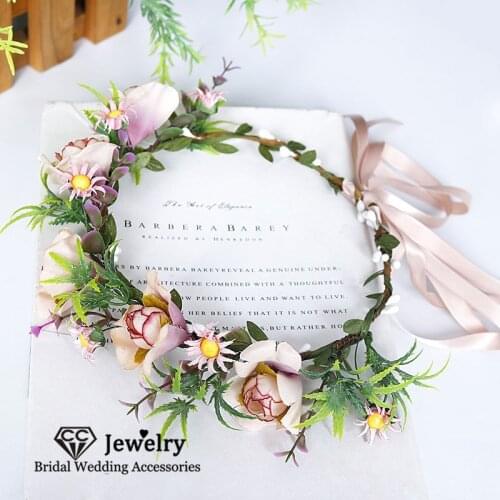 CC Women Flower Hairbands Wedding Hair Accessories Engagement Jewelry Bridal Crowns 100% Handmade Flower Headbands Wreath 58395
