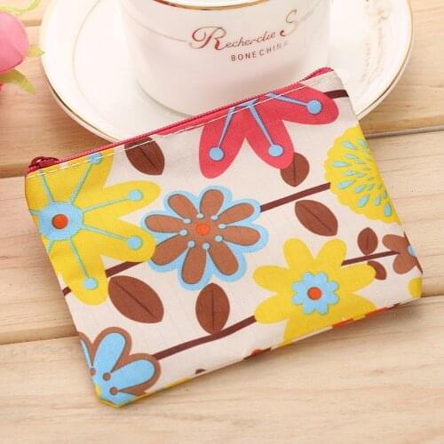 Polyester fabric ladies coin purse ladies card wallet fashion zipper small pouch cute princess mini bag simple ladies coin purse