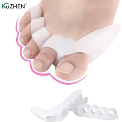 1 Pair Silicone Gel Foot Fingers 5 Holes Toe Separator Thumb Valgus Protector Bunion Adjuster Hallux Valgus Guard Feet Care