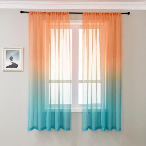 2020 Modern Sheer Curtains for Living Room Bedroom Solid Voile Curtain Simple Tulle Gradient Color Gauze Window Treatment