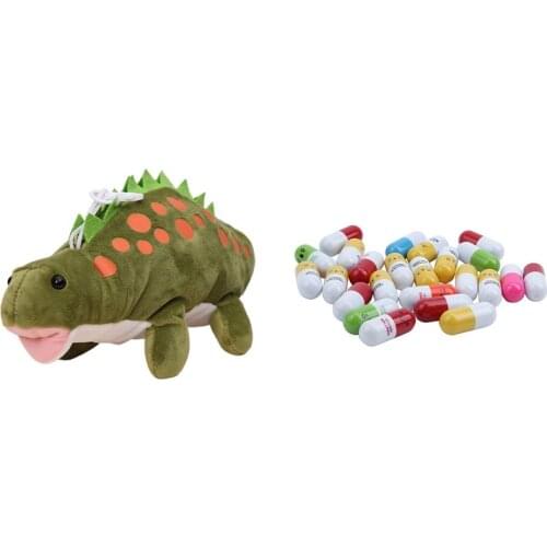 24Pcs Vitamin Pill Ballpoint Pen, Novelty Retractable Gift Ball Pen With Dinosaur Students Pencil Case Pen Bag