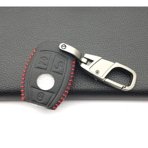 3 Buttons high quality leather car key case covers for Mercedes-Benz W203 W210 W211 AMG W204 C E S CLS CLK CLA SLK Protect Shell