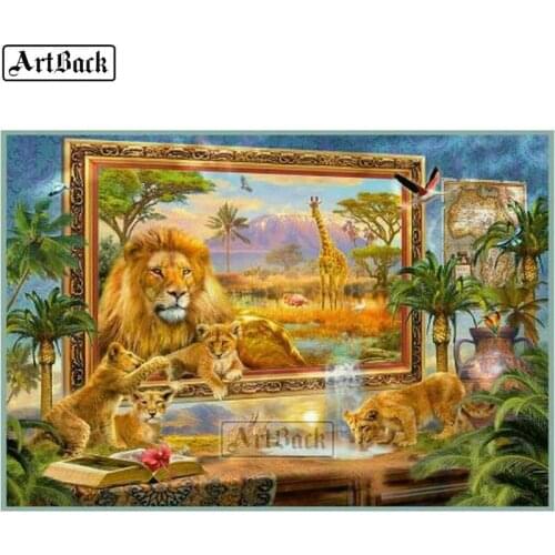 5d diamond painting lion tiger full square / round drill animal landscape 3d diamond mosaic embroidery crafts home decoration