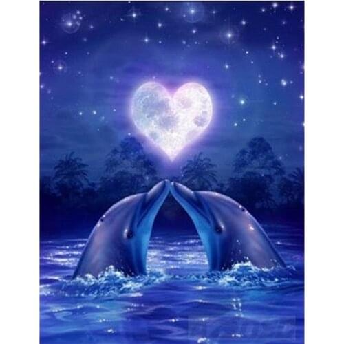 DIY Diamond Painting Cross Stitch Crystal Needlework Diamond Embroidery dolphin Full Diamond Set Decorative
