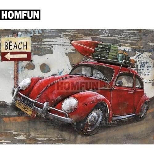HOMFUN Full Square/Round Drill 5D DIY Diamond Painting "Travel Car" Embroidery Cross Stitch 5D Home Decor Gift A02575