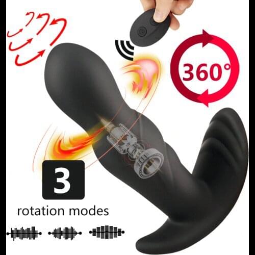 360 Degree Rotating Anal Plug Vibrator Silicone Male Prostate Massager Butt Plug Anus Vibrating Sex Toy For Men G-Spot Stimulate