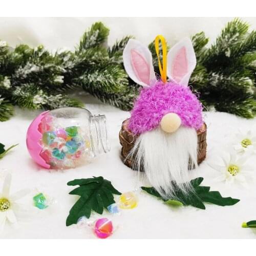 Easter Bunny Candy Jar Innovative Easter Rabbit-shaped Candy Can Cute Easter Dwarf Doll Easter Faceless Gnome Doll Easter Decor