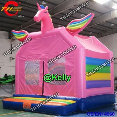 Free door shipping new design unicorn inflatable bounce house, flying horse inflatable moonwalker, unicorn bouncy castle
