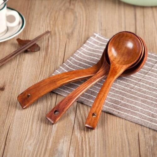 Large Wooden Soup Spoon Long Handle Natural Soup Spoons Healthy Eco-Friendly Wood Tableware Kitchen Accessories Customization