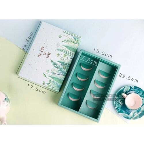 24.5x17.5x5.3cm Green Cheese Cake Macaroon Paper Box Party Sweet Candy Cookie Chocolate Packaging Storage Boxes 100pcs/lot