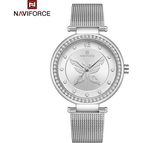 NAVIFORCE Watch Women Silver 30M Waterproof Luxury Simple Lady Quartz Wristwatch Elegant Girl Gift Bracelet Relogio Feminino