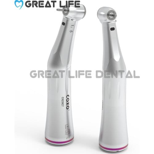 COXO C7-1 1:5 Push Button Inner Channel Optic Fiber Led Increase Low Speed Handpiece Led Contra Angle Handpiece for Implant