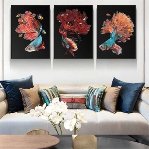 Colorful Goldfish Koi Carp Poster Canvas Print Painting Wall Art Living Room Home Decoration
