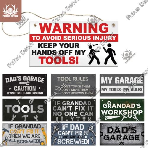 Putuo Decor Tools Wooden Signs Garage Wooden Hanging Signs Decorative Plaque Plaque Wood for Garage Plaque In Home Decor