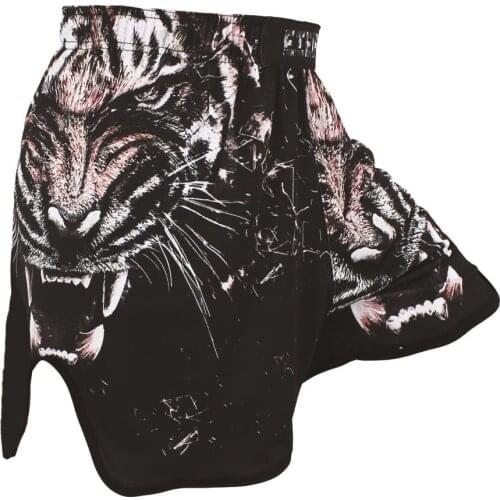 FTEIF Black Fighting Tiger Head MMA boxing shorts Stretch fabrics Shorts boxing clothing Tiger Muay Thai mma shorts fight shorts