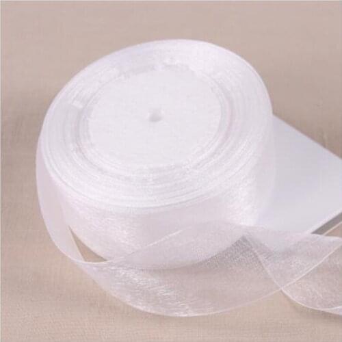 Hot 3mm-50mm White Organza Ribbon Apparel Sewing Tape Accessory Chiffon Fabric Ribbons Gift Wrapping Wedding Scrapbooking Roll