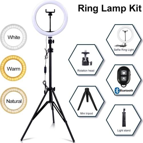 26CM 10" LED Selfie Ring Light Fill Photography Lighting Phone Ringlight Tripod Stand Bluetooth remote Ring Light Lamp Live