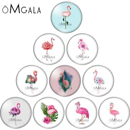 Lovely Pink Flamingo Art Paintings 10mm/12mm/14mm/18mm/20mm/25mm Round photo demo glass cabochon flat back Making findings