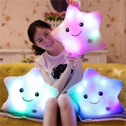 Colorful light pillow lovely five-pointed star noctilucent plush toy doll
