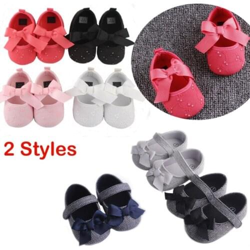 Cute Baby Girl Crib Shoes Newborn Bowknot Soft Sole Anti-slip Prewalker Causal Sneakers Shoes 0-18 Months