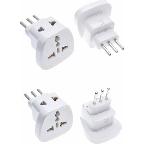 Lot 5 Italian Uruguay 3 -Pin Type L 2 Way Outlet Travel Adapter convert EU/GE/US/AU/UK AC100~250V 10A With Safety Shutter White