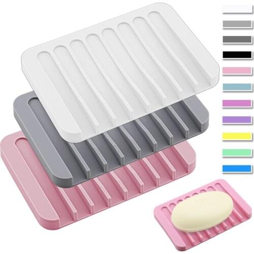 2021 Reusable Drain Soap Dish Eco-friendly Soft Silicone Bathroom Plate Holder Tray Storage Case soap Rack