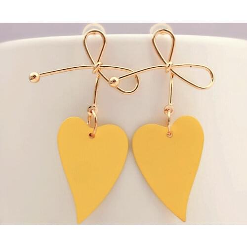 Fashion Gold Color Heart Butterfly Geometric Drop Earring Women Vintage Red Green Yellow Earring 2019 Irregular Korean Jewelry