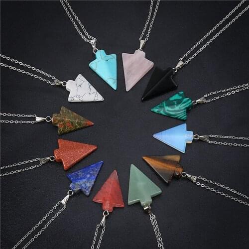 Fashion Natural Pink Quartz Stone Pendants Charms Triangle Arrow For Necklace Making 12pcs Wholesale Free Shipping 2018