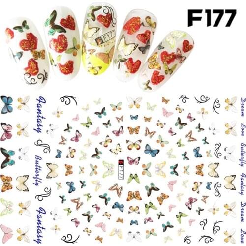 10PCS New Big Red Flower Feather Colorful Butterfly Nail Stickers Nail Stickers Decorative Accessories Decals Nail Adhesive Stic