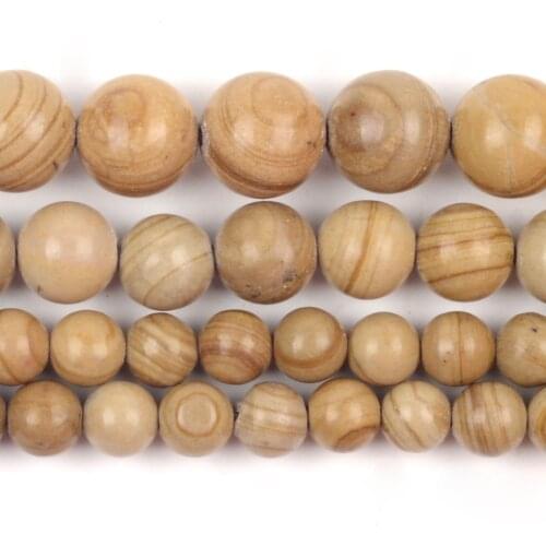 Natural Yellow Line Wood Jaspers Stone Beads Round Loose Spacer Beads For Jewelry Making 6/8/10mm DIY Bracelet Handmade