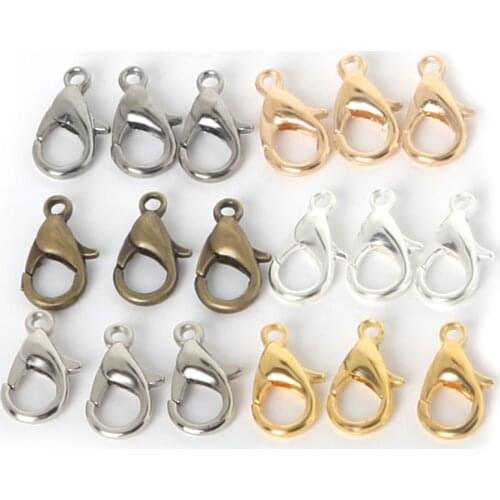 Latest Products 14/16mm 100pcs Alloy Bronze/Gold/Gun-Metal/Silve /Rhodium Plated Lobster Clasp Jewelry Findings FKA022
