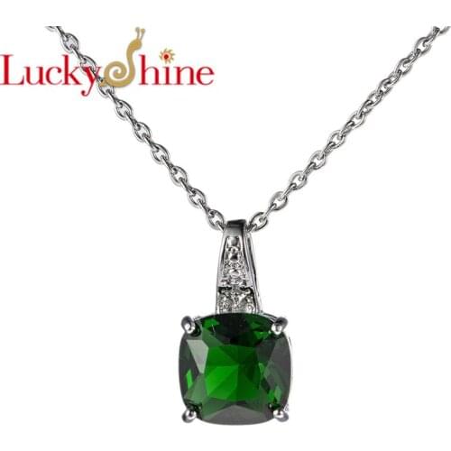 NEW Luckyshine Gorgeous Jewelry Gift Green Square Zircon Gems pendants Vintage For Women Necklace Pendants Stone size 10mm